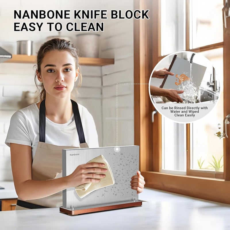 Nanbone Home Kitchen Magnetic Knife Holder Without Knive Display Stand Magnetic Knife Block Rack Magnetic Stand with Strong Enhanced Magnet Multifunctional Storage Stainless Steel Knife Magnetic Strip - Image 5